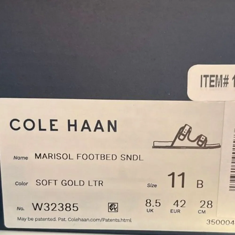 Cole Haan Women's Marisol Footbed Leather Sandal Gold SZ11M NEW